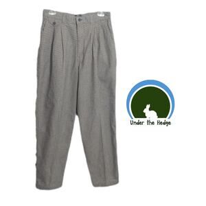 90s Lee Casuals Black Houndstooth Pleated Trouser Pants 29W 26L vtg academia